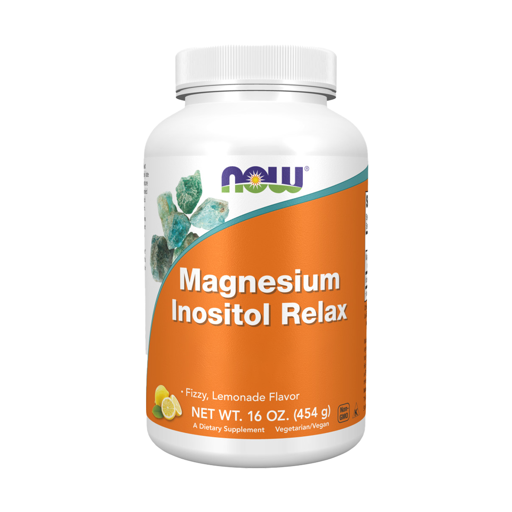 now foods magnesium inositol relax pulver 454gr voorkant