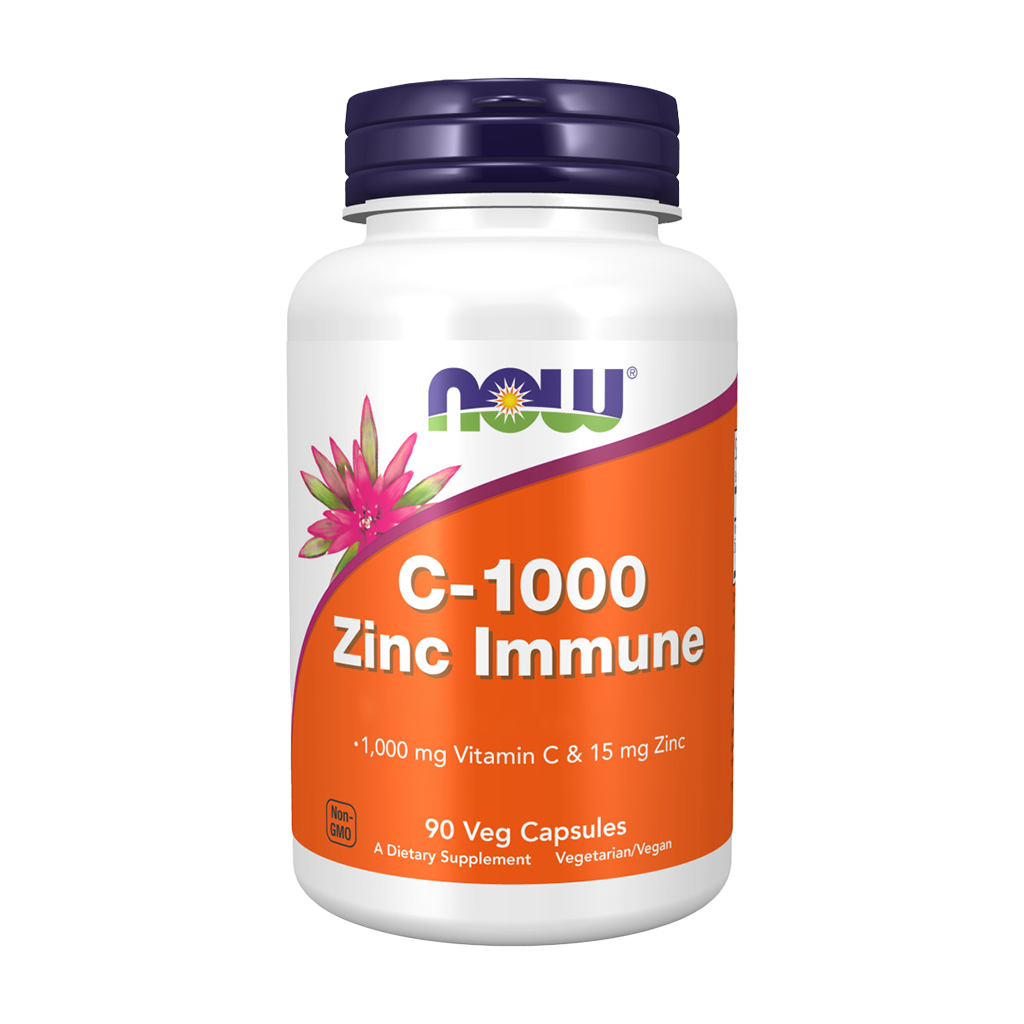 NOW Foods C-1000 Zink Immuniteit Voorkant 90 capsules