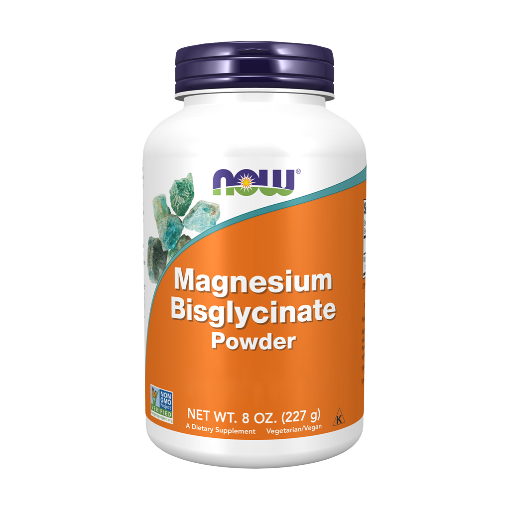 NOW Foods Magnesiumbisglycinatpulver (227 gr) vorne