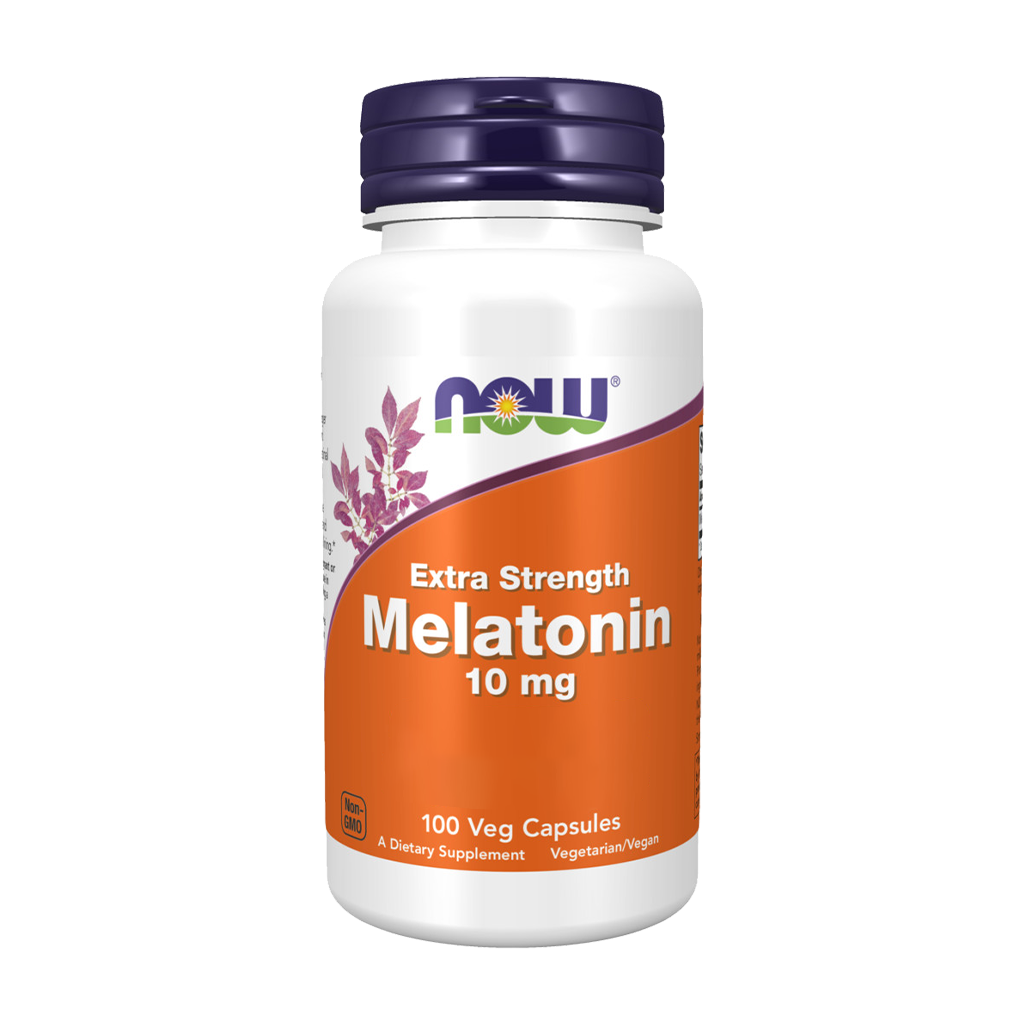 NOW Foods Melatonin 10 mg (100 Kapseln) Vorderseite Etikett