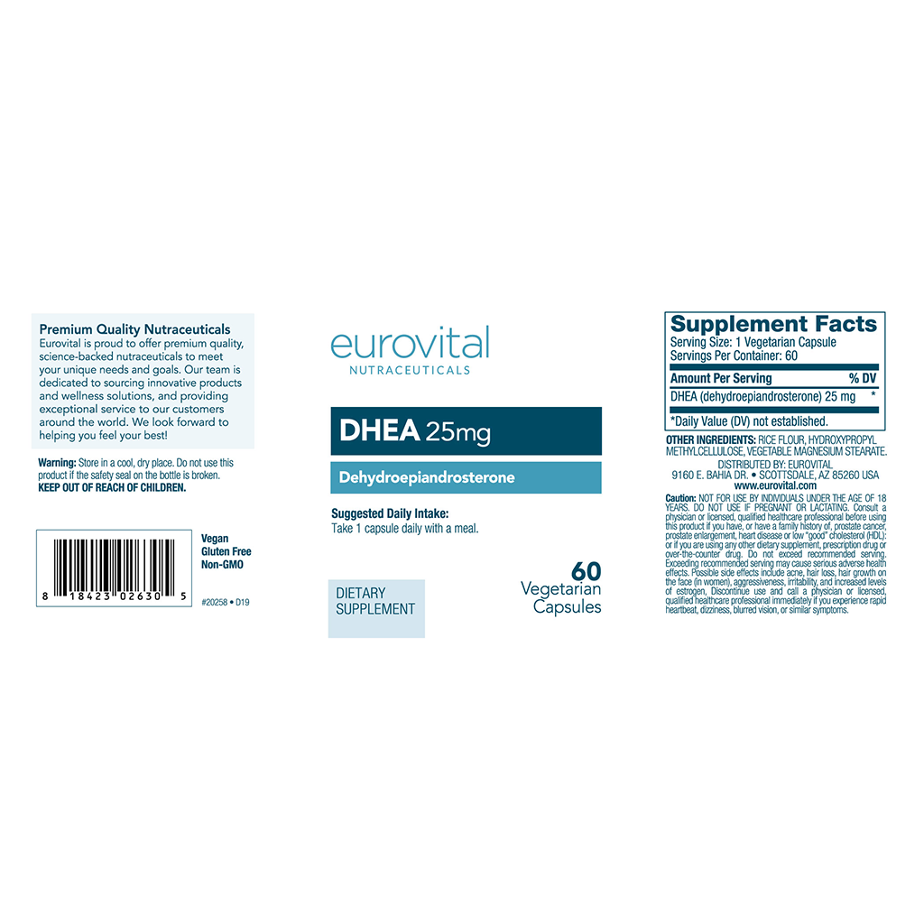 Eurovital DHEA 25mg Etikett