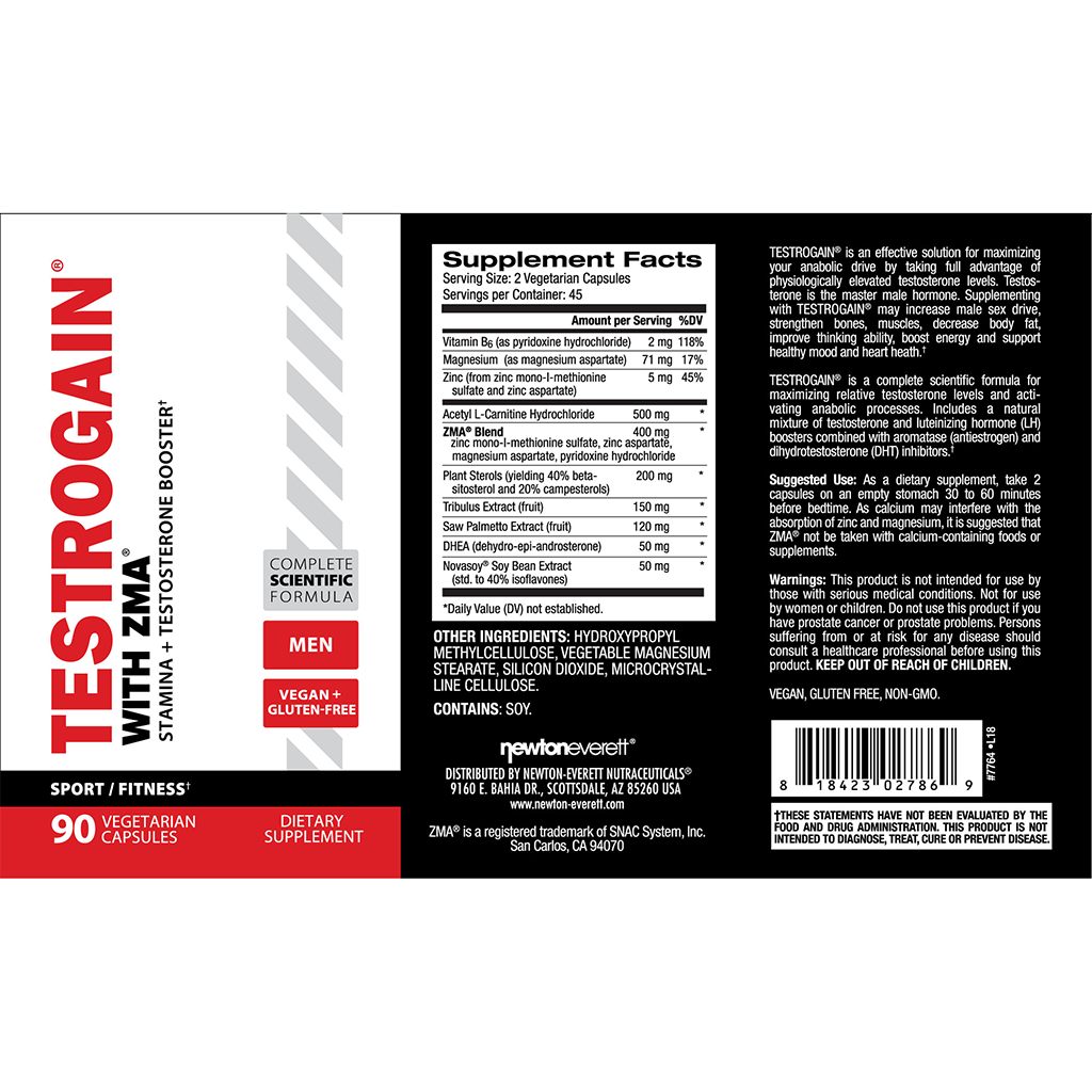 Newton-Everett Testrogain (met ZMA) (90 kapseln) label