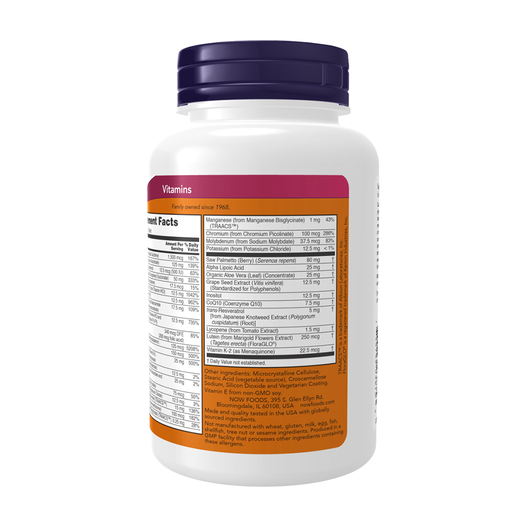 JETZT Lebensmittel ADAM Men's Multiple Vitamine (60 tabletten) Packshot Etikett
