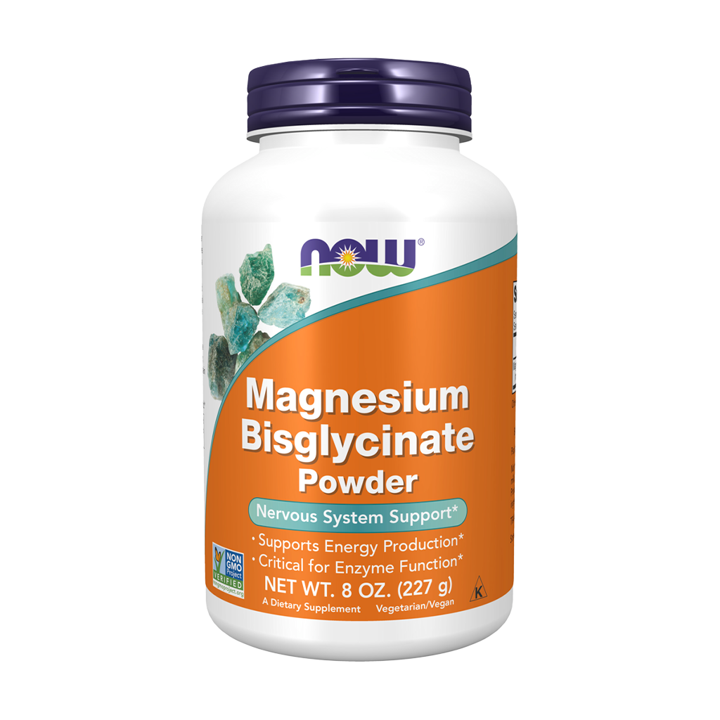 NOW Foods Magnesiumbisglycinatpulver (227 gr) vorne
